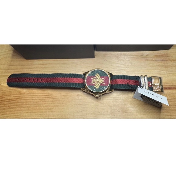 Gucci G-Timeless Gold Tone Nylon Watch 38mm Unisex - Picture 12 of 12